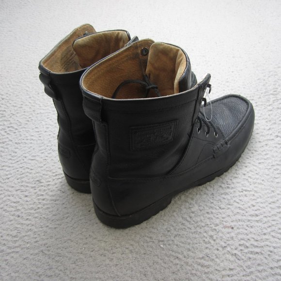 Vintage Polo Ralph Lauren Boots Mens Size 15 Black Ranger Tumbled Leather Lace main image 4